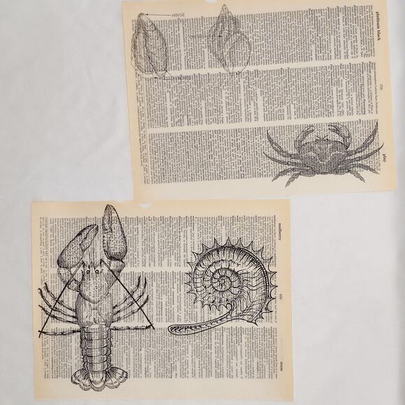 Sea Themed Dictionary Prints, Black and White Sea Prints, Book Page Prints - Picture 5 of 6